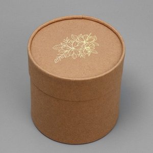 Коробка подарочная шляпная из крафта, упаковка, «Цветы», 12 х 12 см