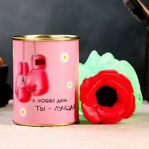 Мыло для рук в консервной банке «В любой день ты - лучшая!», в наборе с мочалкой