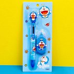 Набор канцелярских принадлежностей (ручка 6 цветов + корректор) &quot;Doraemon&quot;, синий