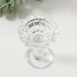 Подсвечник стекло на 1 свечу "Мельпомени" d=2 и 3,5см 6,7х6,7х9,2 см