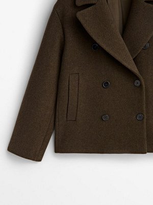 Короткое пальто из саржи длиной 3/4.