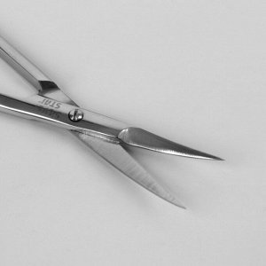 Ножницы маникюрные, для кутикулы, загнутые, узкие, 10 см, на блистере, цвет серебристый, НСС-6S