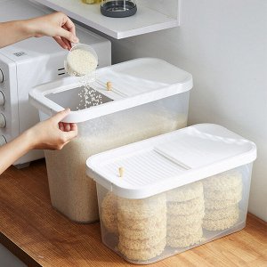 Кухонный контейнер для хранения сыпучих продуктов, с белой крышкой, на 10 кг