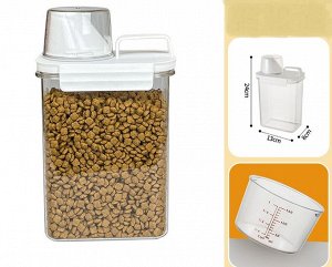 Кухонный контейнер для хранения сухих кормов для животных и других сыпучих продуктов, на 1800 мл с мерным стаканчиком