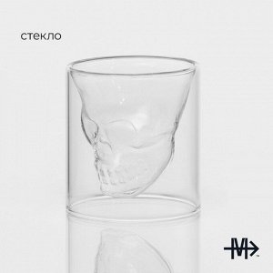 Стопка-шот с двойными стенками Magistro «Череп», 100 мл, 8x8.5 см, стекло, прозрачный