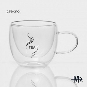 Кружка стеклянная с двойными стенками Magistro «Дуо. Tea», 200 мл, 12,5x9x7,5 см