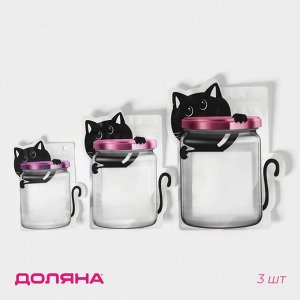 Набор пакетов для хранения сыпучих продуктов Доляна, застёжка zip-lock, 3 шт, 18,2×23,5 см, 14,5×19