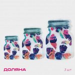 Набор пакетов для хранения сыпучих продуктов «Перья», застёжка zip-lock, 3 шт, 15*10 см, 20*13 см, 24,5*16,5