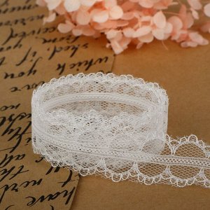 Кружево капроновое, 25 мм x 10 ± 1 м, цвет белый