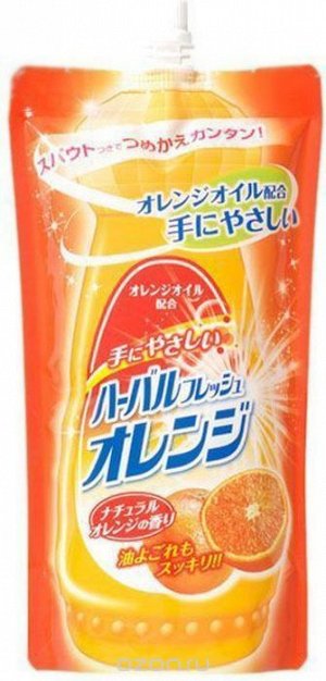 040726 "Mitsuei" Средство для мытья посуды, овощей и фруктов с ароматом апельсина 1000 мл. (мягкая упаковка) 1/10