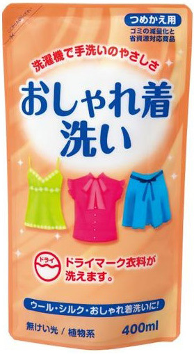 826670 "Nihon Detergent" Жидкое средство для стирки деликатных тканей  (натуральное, на основе пальмового масла), (мягкая упаковка), 400 мл., 1/20