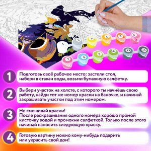 Картина по номерам 15х20 см, ЮНЛАНДИЯ "Щенки на прогулке", на холсте, акрил, кисти, 662501