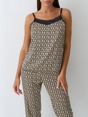 Пижама шёлковая (топ с брюками) с орнаментом