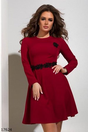 Женское платье 17624 бордовый черный