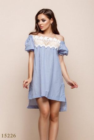 Женское платье 15226 голубой белая полоска