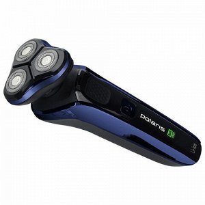 Электробритва POLARIS PMR 0309RC PRO 5, 3 головки, аккумулятор, сухое и влажное бритье, синяя, 54835