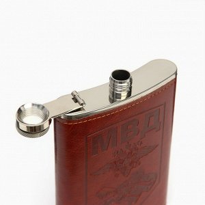 Фляжка для алкоголя "МВД", нержавеющая сталь, подарочная, армейская, 270 мл, 9 oz
