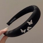 Ободок для волос с декором в виде бабочек, черный