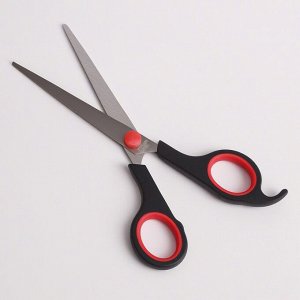 Ножницы парикмахерские с упором, лезвие — 7,5 см, цвет чёрный/красный