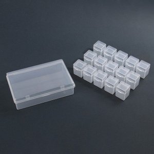 Органайзер для хранения мелочей, 15 баночек, 9 мл, 13.5x8.5x4 см, прозрачный