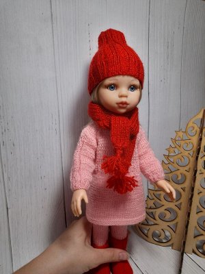 Комплект для куклы: шапка-тыковка+шарфик