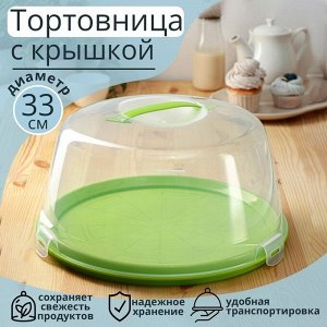 СИМА-ЛЕНД Тортовница с крышкой, двухсторонняя, d=33 см