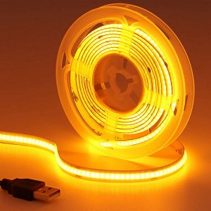 Светодиодная лента COB LED STRIP оранжевый свет 12V, 5м