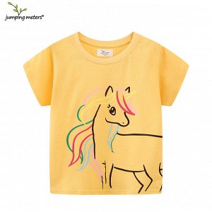 Детская желтая футболка с принтом Единорог