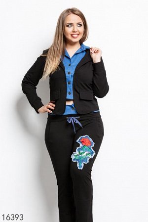 Женский костюм 16393 черный голубой