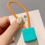 Яркая резинка для волос с декором в виде куба, оранжевый/бирюзовый