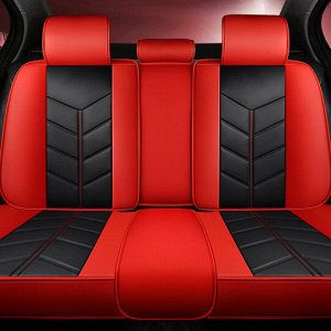 Чехлы для авто экокожа, комплект для переднего и заднего ряда, черный с красным, Carfort Wave 2