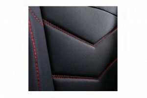 Чехлы для авто экокожа, комплект для переднего и заднего ряда, черный с красной прошивкой, Carfort Wave 3