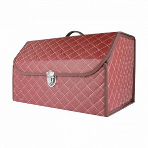 Органайзер автомобильный коричневый, с белой прострочкой, Carfort CUBE 100, 51х28х30 см