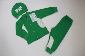 Костюм ясельный "Спорт" зеленого цвета (интерлок)