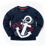 Футболка с длинным рукавом &quot;Якорь&quot;, синяя, р-р 34 (122-128см) 7-8л 100% хл