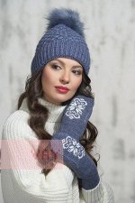 Варежки женские. Цвет: 021/10480 джинс/молоко
