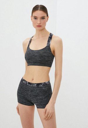 Топ-бра спортивный женский поддерживающий из микрофибры Fitness. Цвет: серый меланж