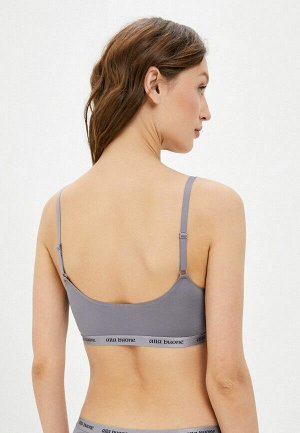 Топ бра женский без косточек из микрофибры с кружевом Fitness. Цвет серый