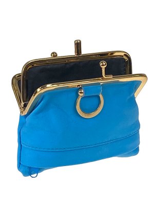 Женский кошелёк с фермуаром из искусственной кожи, цвет голубой