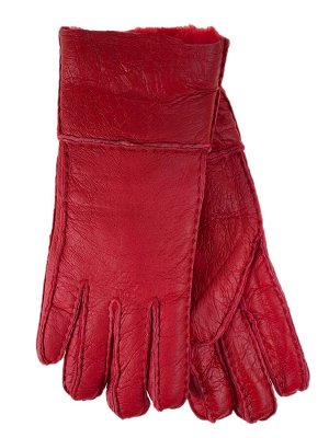 Зимние женские перчатки из натуральной овчины, цвет красный