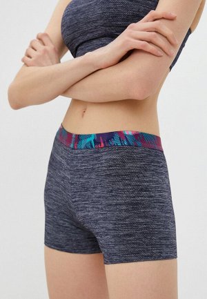Женские спортивные трусы шорты высокой посадки из микрофибры Fitness. Цвет синий меланж