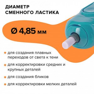 Ластик электрический BRAUBERG "JET", питание от 2 батареек ААА, 8 сменных ластиков