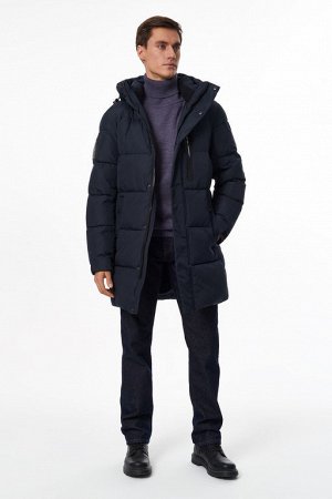 Мужская текстильная куртка на искусственном пуху с отделкой из трикотажа