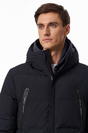 Мужская текстильная куртка на искусственном пуху с отделкой из трикотажа