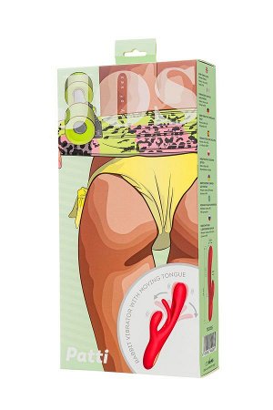 Виброкролик с двигяющимся язычком Patti, силикон, красный, 24 см