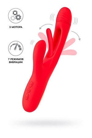 Виброкролик с двигяющимся язычком Patti, силикон, красный, 24 см