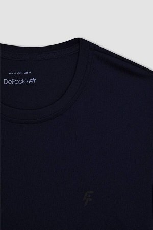 DeFactoFit Облегающая футболка с круглым вырезом и длинными рукавами с принтом
