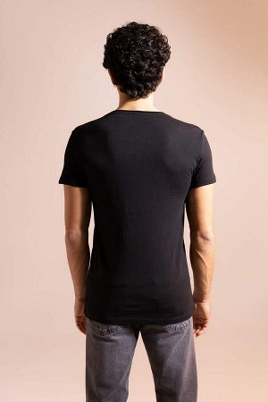 DEFACTO Базовая футболка из 100 % хлопка с короткими рукавами и круглым вырезом приталенного кроя
