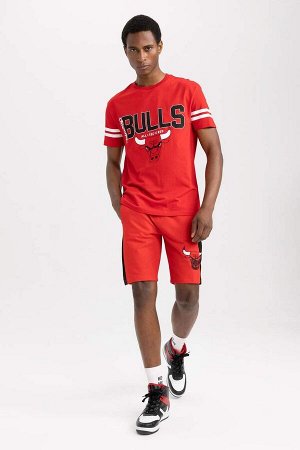 DeFactoFit Хлопковые шорты стандартной посадки, лицензированные NBA Chicago Bulls