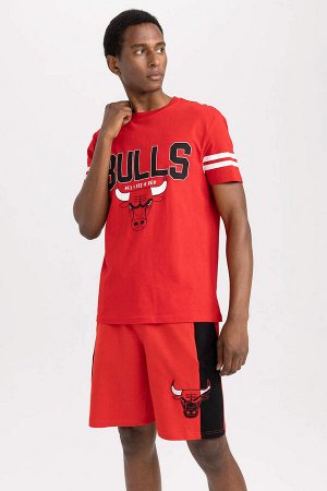 DeFactoFit Хлопковые шорты стандартной посадки, лицензированные NBA Chicago Bulls